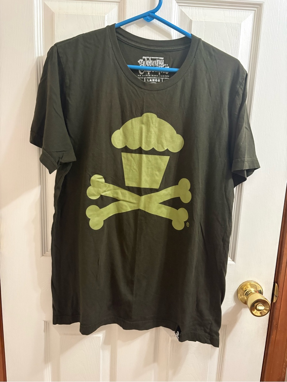 Johnny Cupcakes Olive Tee with Lime Cupcake Crossbones